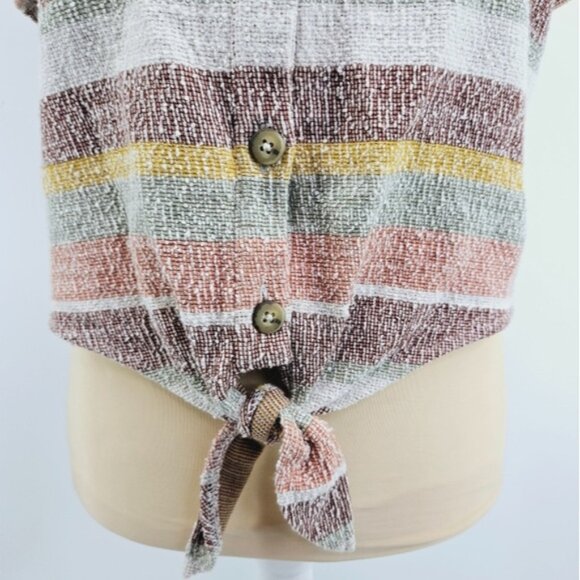 Madewell Texture & Thread Ruffle Tie-Front Tank in Stripe Size XS - Picture 9 of 14